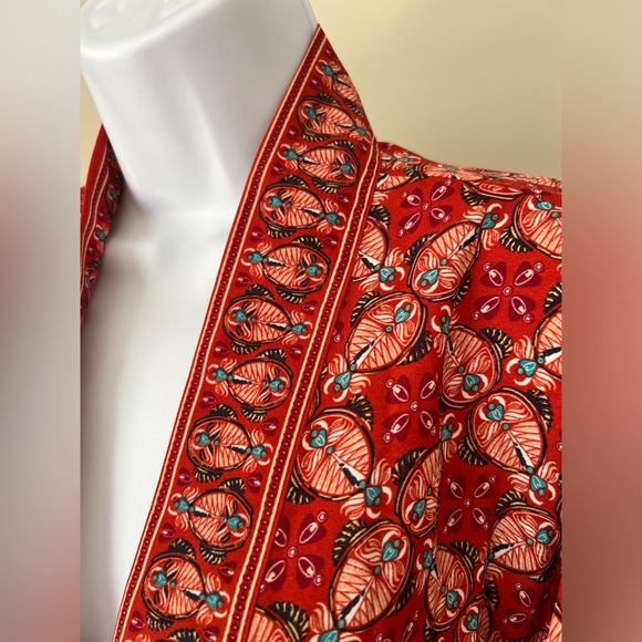 Max Studio Red Printed Kimono Top - Picture 3 of 6